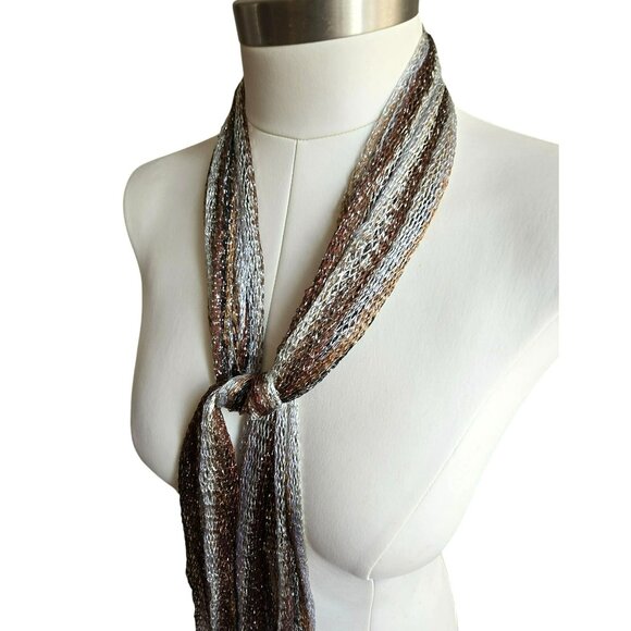 Elegant Metallic Knit Scarf Wrap With Fringe For Women 50x70 JJ4074 - Picture 8 of 11